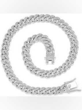 Iced Out Miami Cuban Link Chain Necklace Silver Gold Bling Hip Hop 18 Inch
